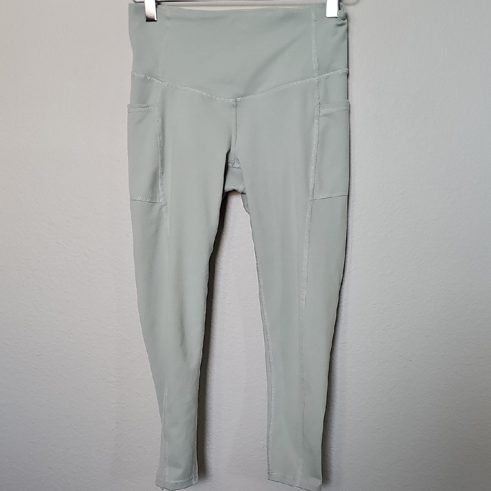 GAIAM Soft Seafoam Green Microfiber Stretch Workout Leggings Small